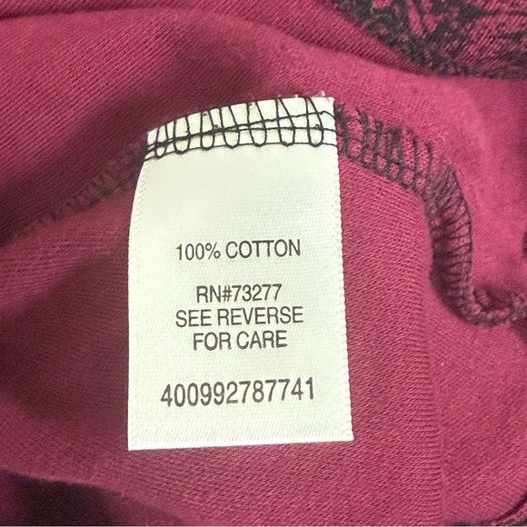 Croft & Barrow Magenta Abstract Print V-Neck Long Sleeve Tee XL - Picture 6 of 8